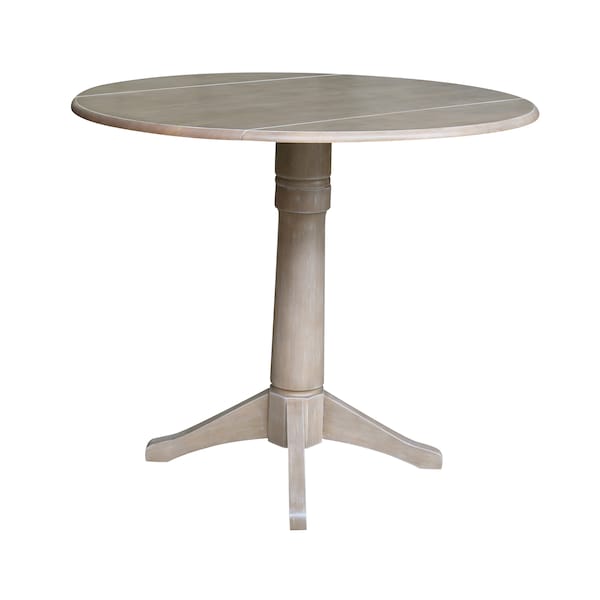 International Concepts Round 42 in Round Dual Drop Leaf Pedestal Table, 36.3 inH, Washed Gray Taupe, 42 W, 42 L, 36.3 in H K09-42DPT-27B-6B - main